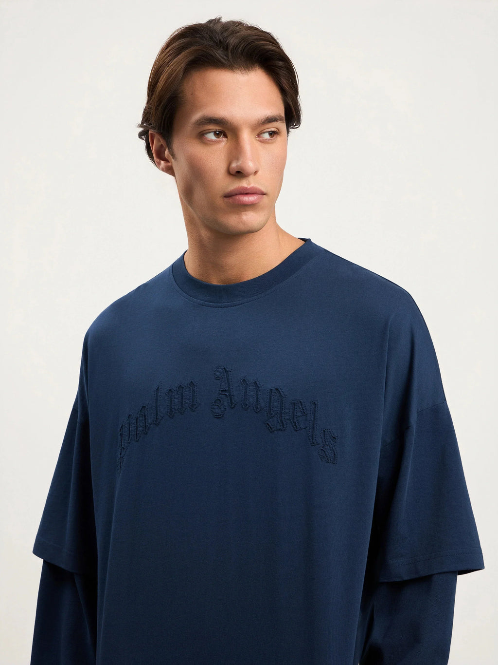 Curved Logo Double Long-Sleeved T-shirt