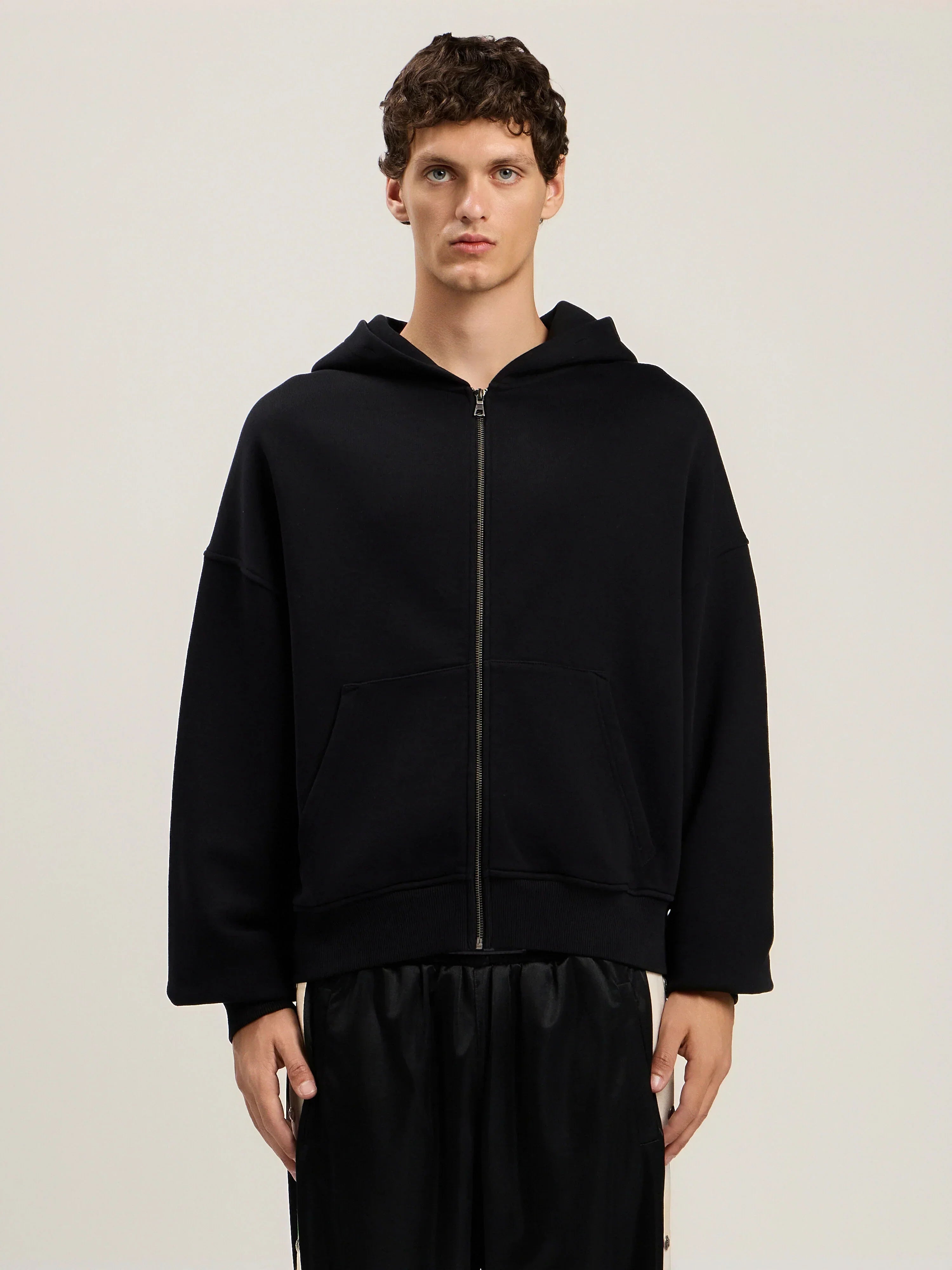 Back Curved Logo Zip Hoodie