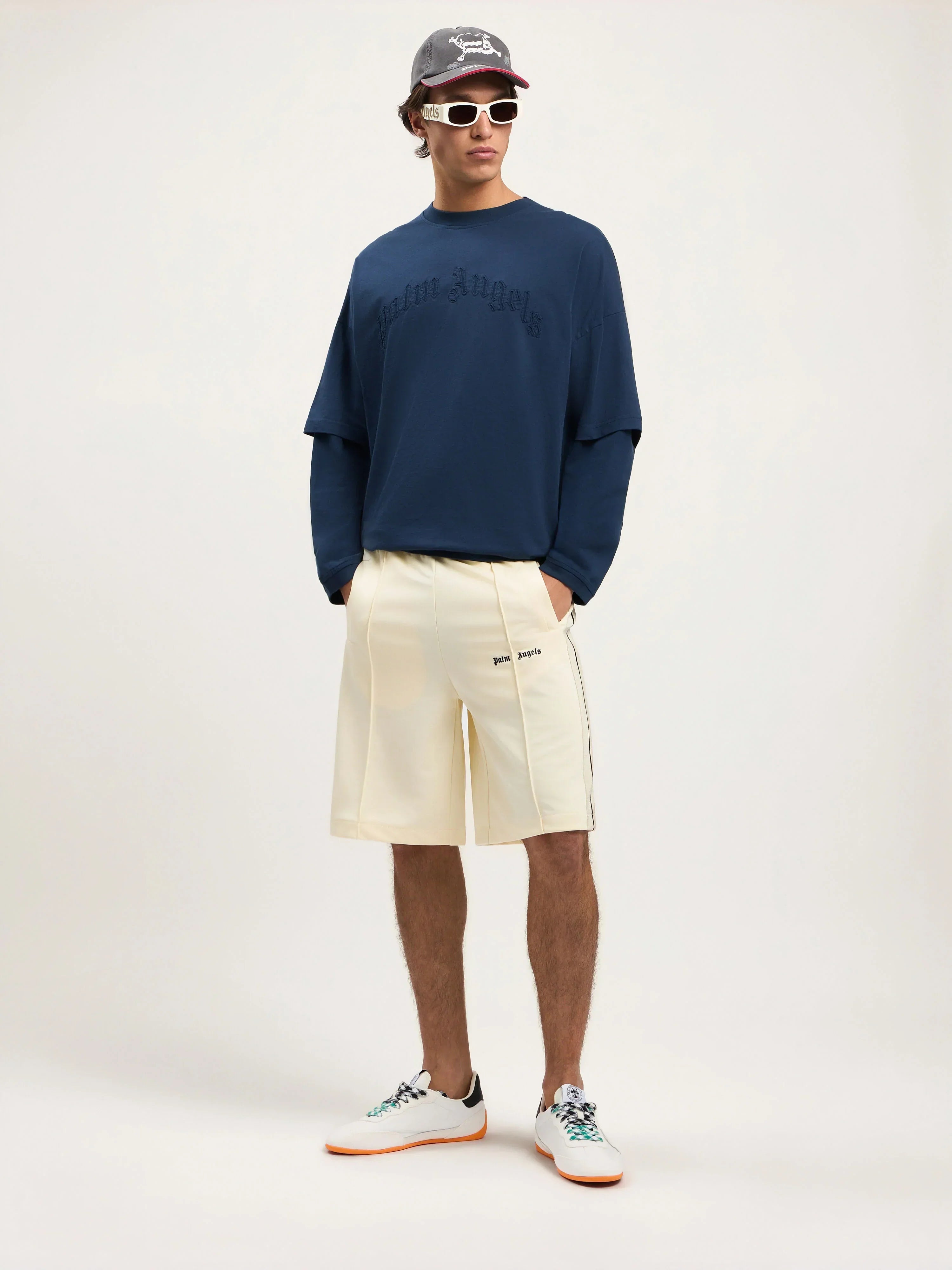 Curved Logo Double Long-Sleeved T-shirt