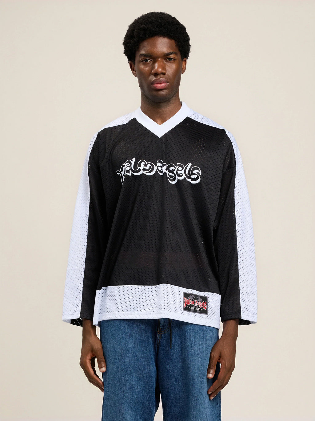 Thai Logo Mesh Loose Long-Sleeved T-Shirt