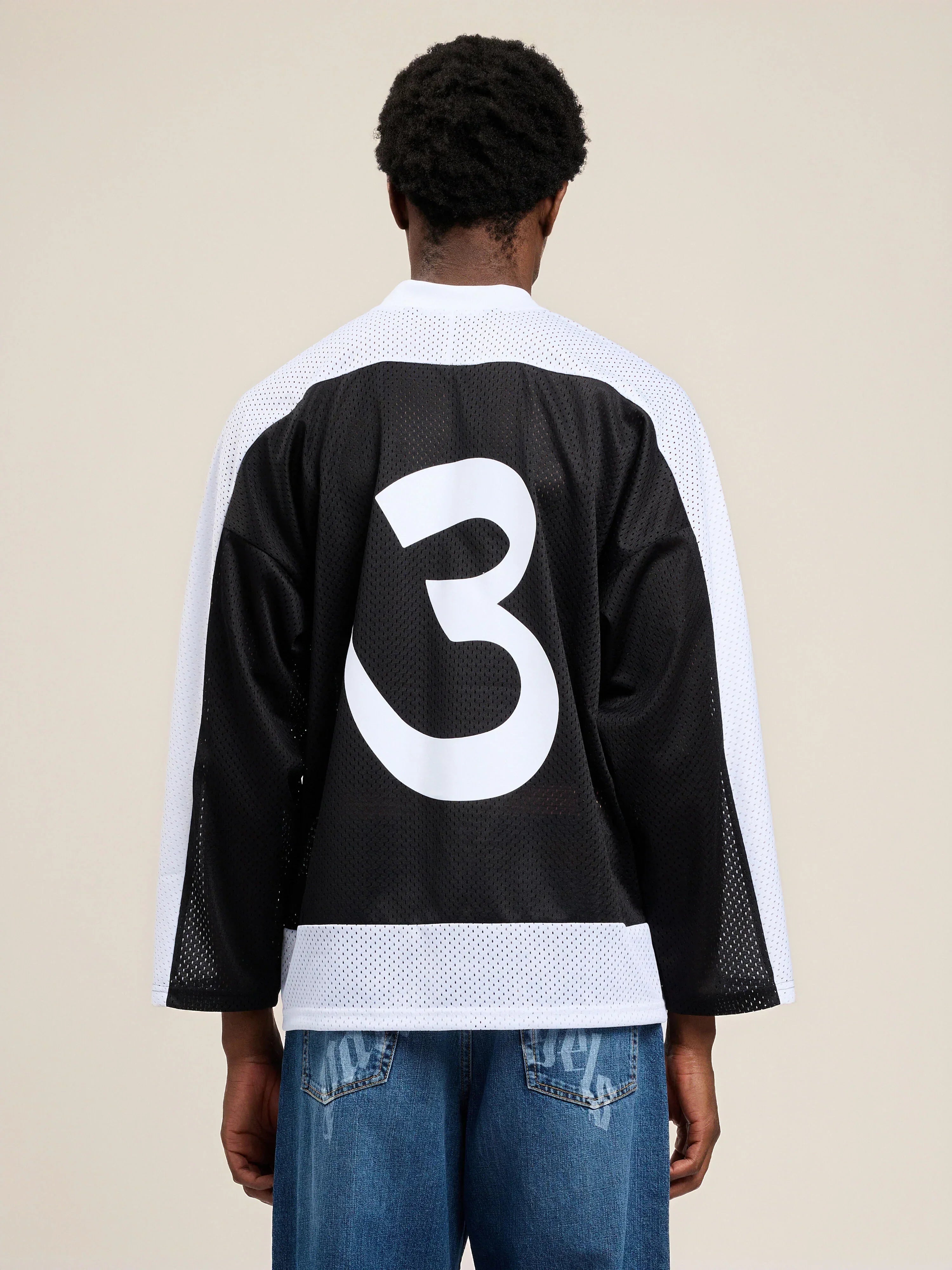Thai Logo Mesh Loose Long-Sleeved T-Shirt